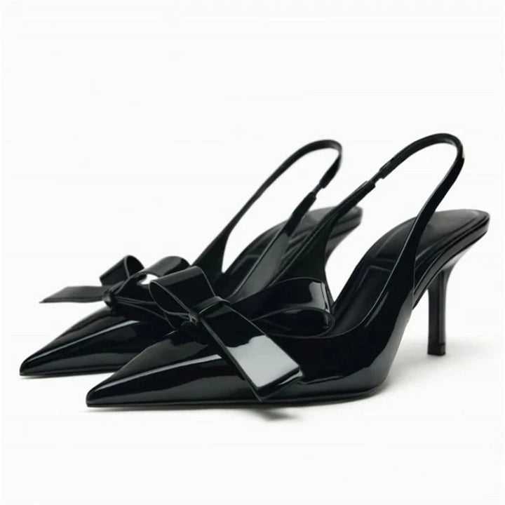 Carmine | Elegante Hakken Pumps met strik-Hakken-Calora-Zwart-36-Calora