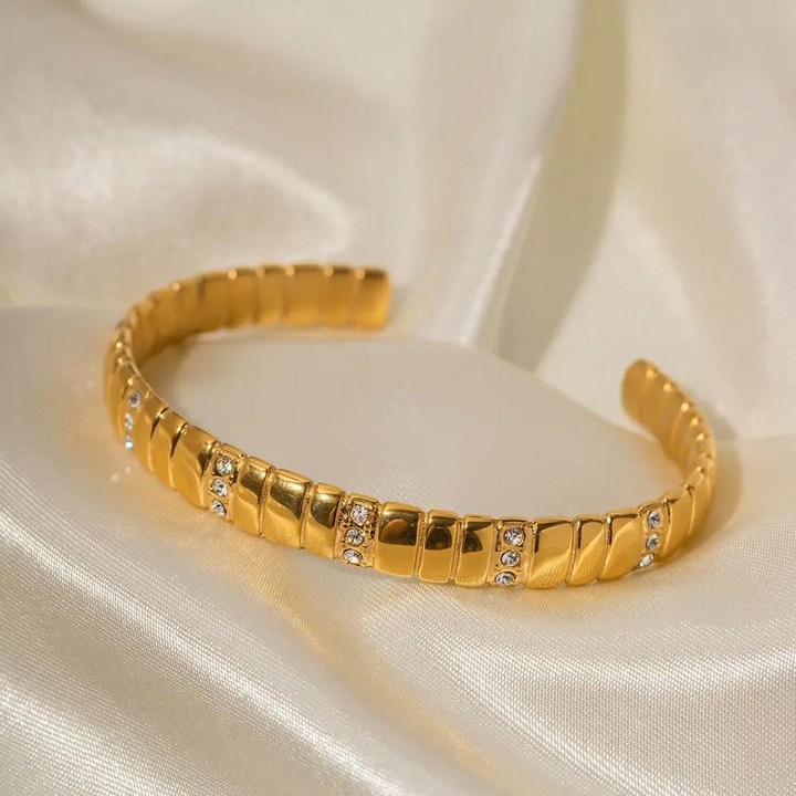 Brivelle | Elegante Gouden & Steen Armband Bangles