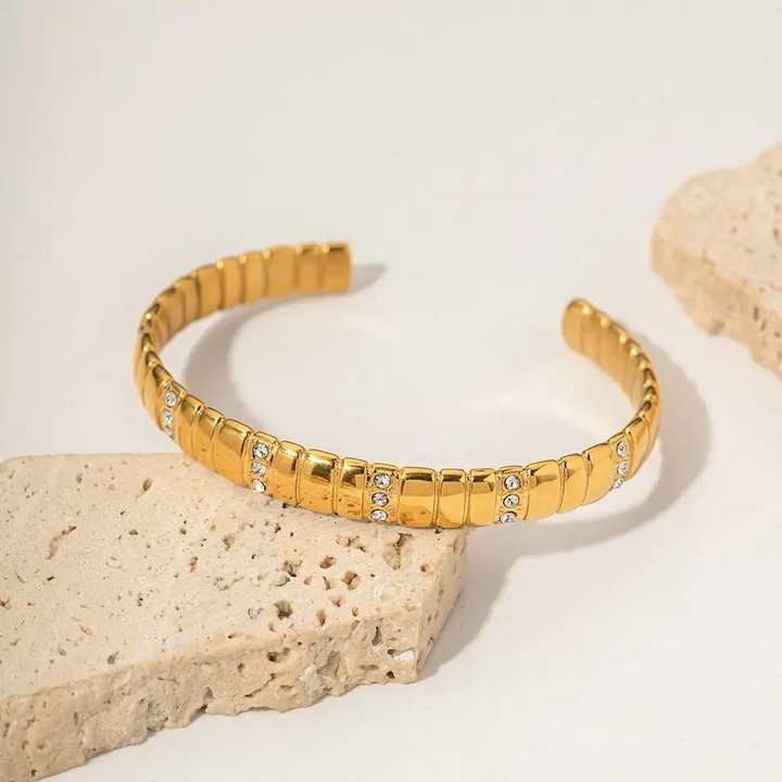 Brivelle | Elegante Gouden & Steen Armband Bangles