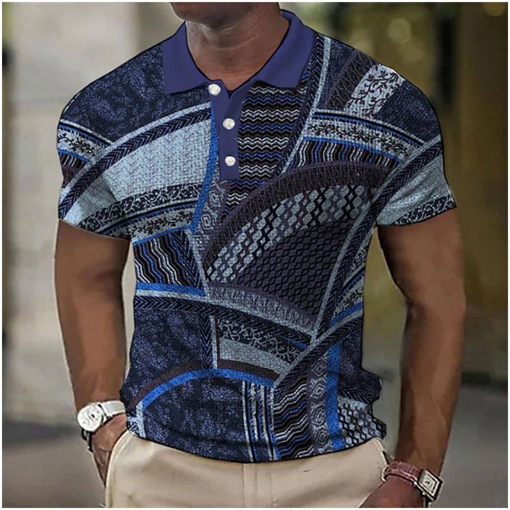 Dalvin | Polo Uniek Patroon - Blauw - #Calora#