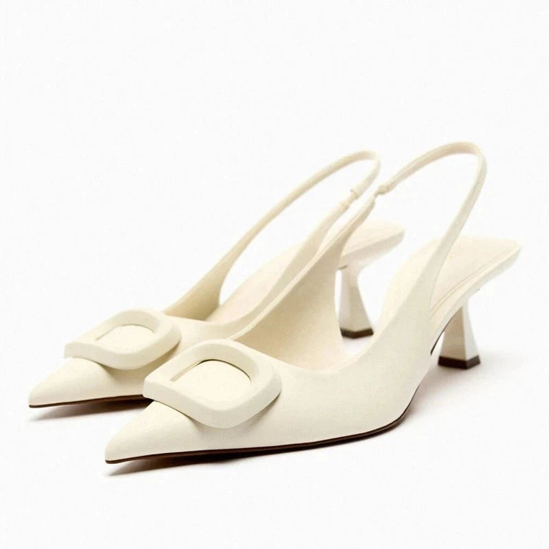 Darielle | Witte Elegante Gala Hakken Pumps-Hakken-Calora-Creme wit-36-Calora