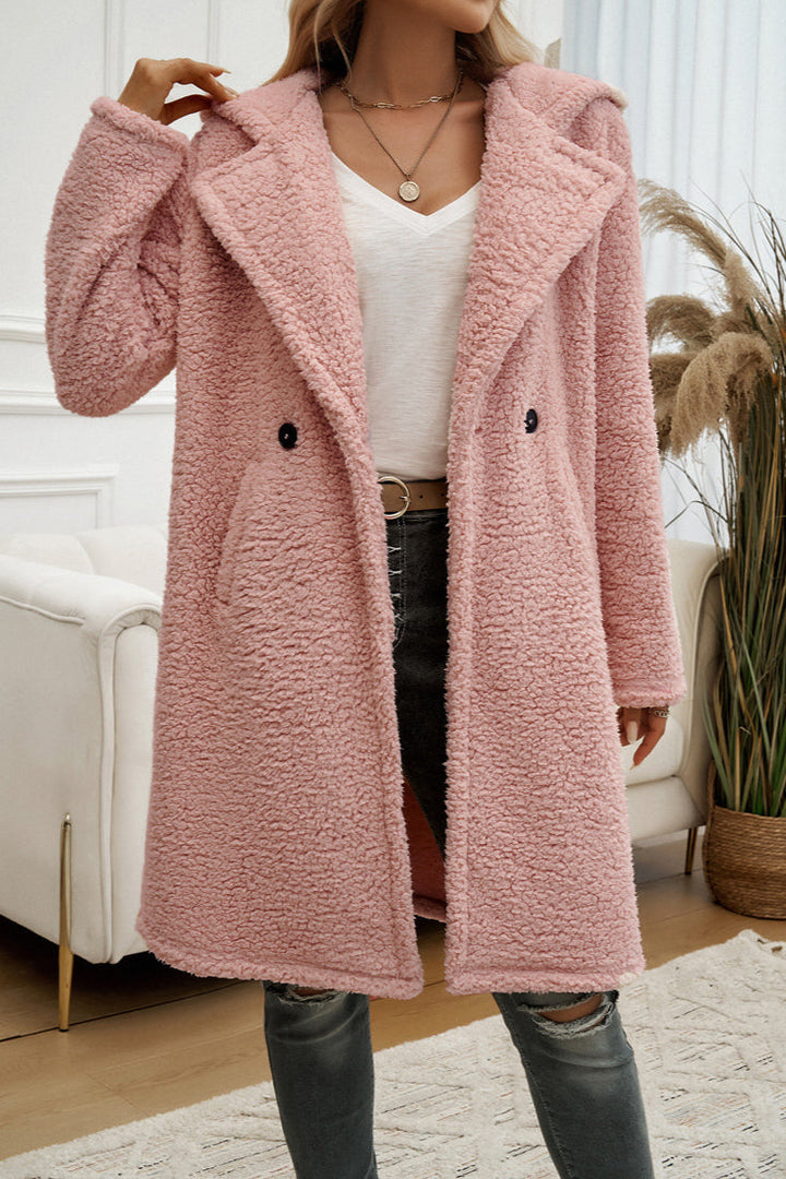 CALORA_ Dames Lange Teddy Jas met Capuchon voor Koude Dagen
