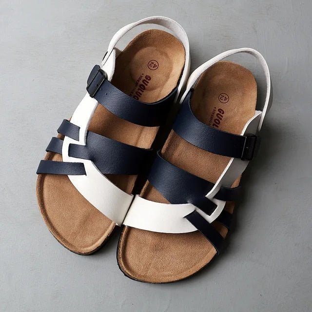 Devika | PU Leren Herensandalen - Zwart en Wit - #Calora#