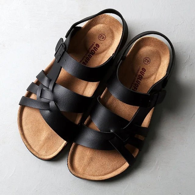 Devika | PU Leren Herensandalen - Zwart - #Calora#