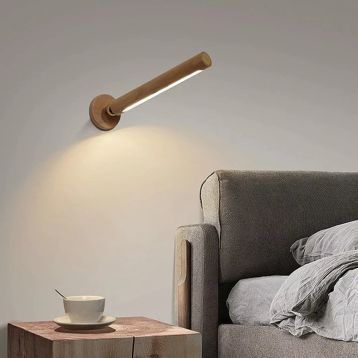 CALORA_ FlokLicht | 360° Draaibare Houten Wandlamp - Multifunctioneel