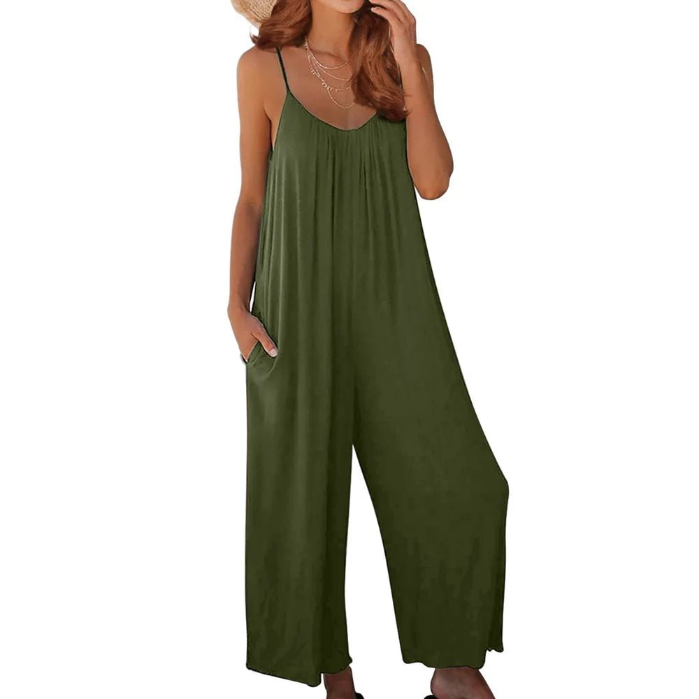 Diane | Casual Losse Maxi Jumpsuit - Groen - #Calora#