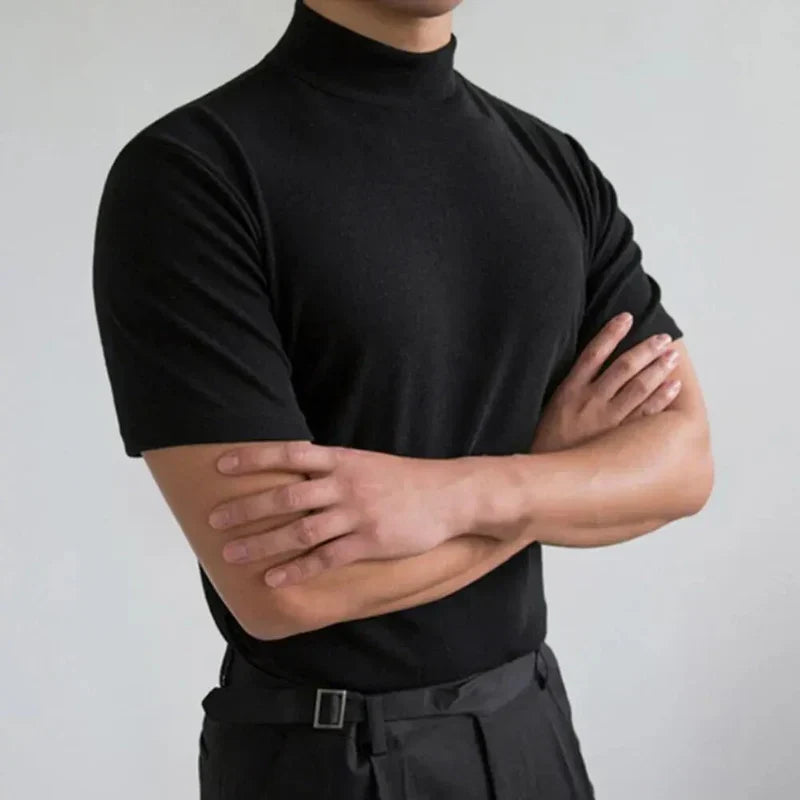 CALORA_ Basis Heren T-Shirt met Hoge Kraag in Eenvoudig en Comfortabel Design