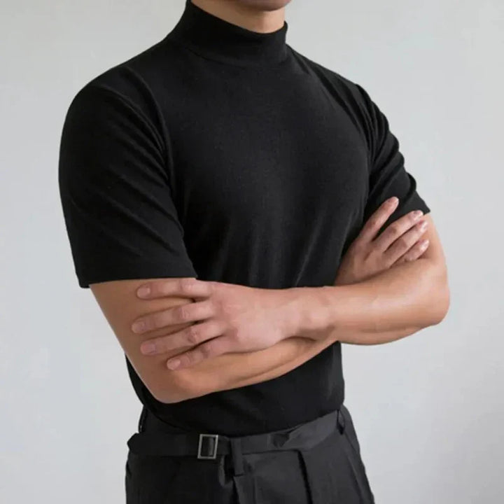CALORA_ Basis Heren T-Shirt met Hoge Kraag in Eenvoudig en Comfortabel Design