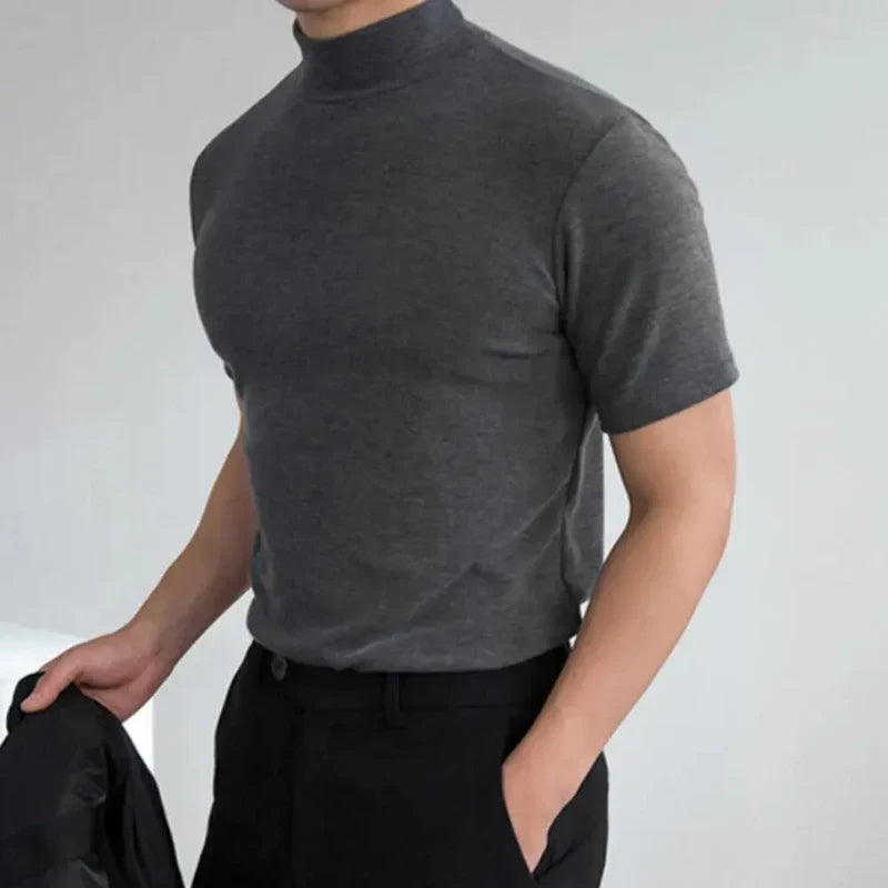 CALORA_ Basis Heren T-Shirt met Hoge Kraag in Eenvoudig en Comfortabel Design