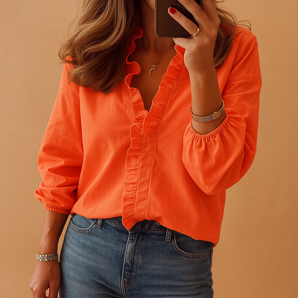 CALORA_ Blouse met Ruches Dames voor Werk en Casual Outfits