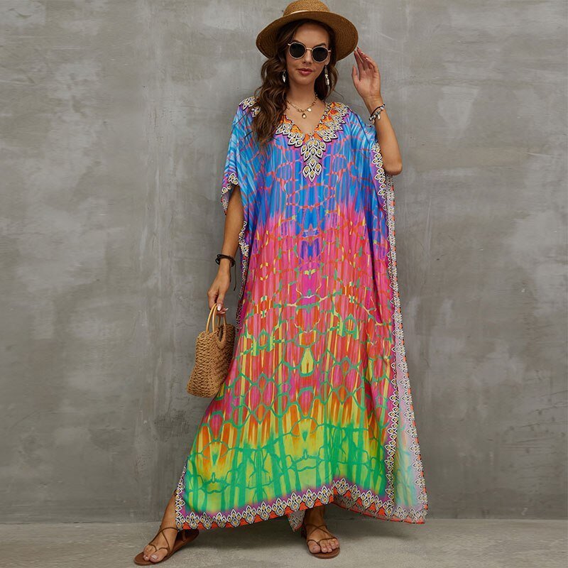 Elysira | Kimono Strand Cover up Jurk - Regenboog - #Calora#