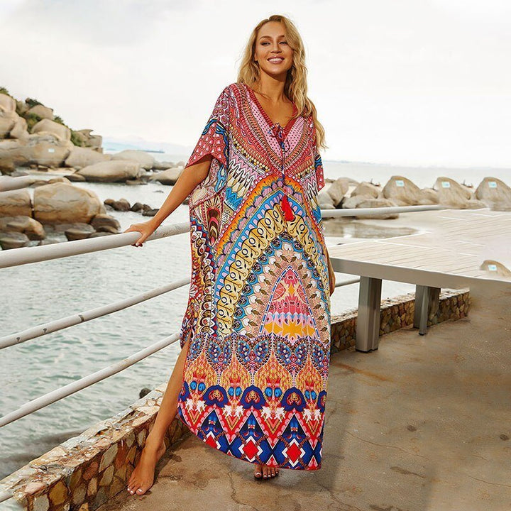 Elysira | Kimono Strand Cover up Jurk - Meerkleurig Patroon - #Calora#