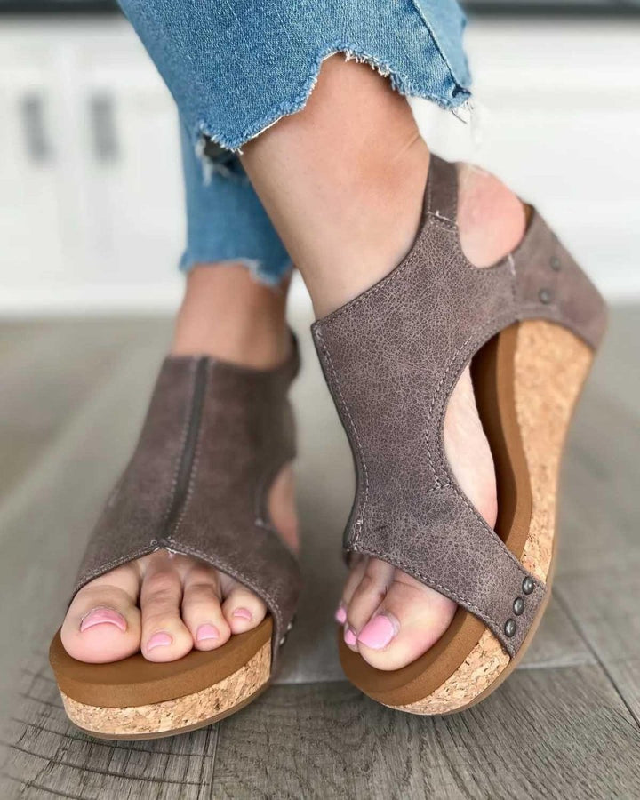 Enthira | Zomerse Sandalen - Antraciet - #Calora#