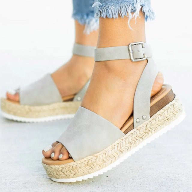 Evella | Trendy Espadrilles - Grijs - #Calora#