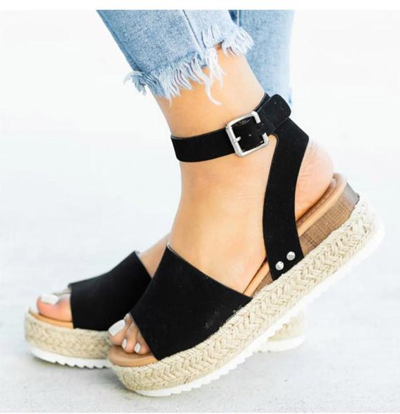 Evella | Trendy Espadrilles - Zwart - #Calora#