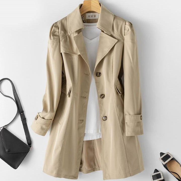 Everlyn | Stijlvolle Regenjas - Khaki - #Calora#