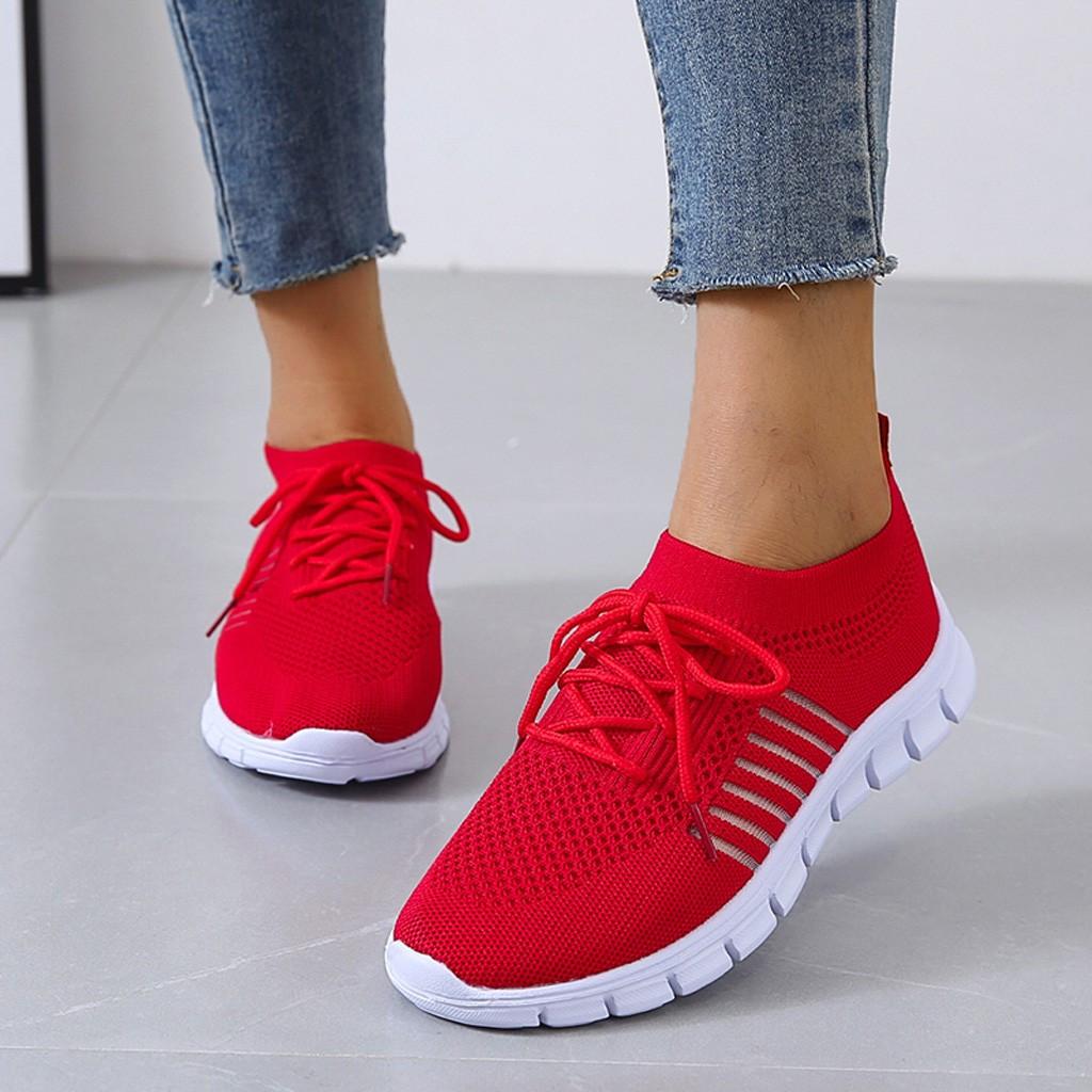 Evi | Ademende Dames Schoenen - dames sneaker - Rood - #Calora#