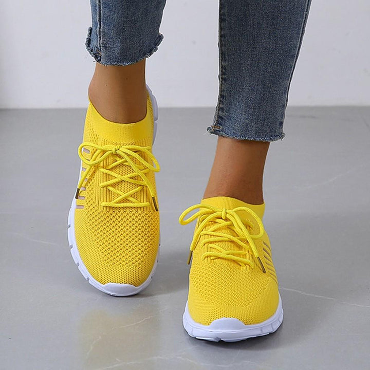 Evi | Ademende Dames Schoenen - dames sneaker - Geel - #Calora#