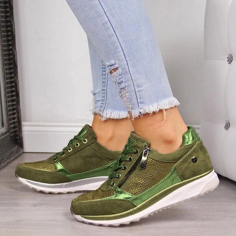 Evolia | Dames Rits Sneakers - Groen - #Calora#