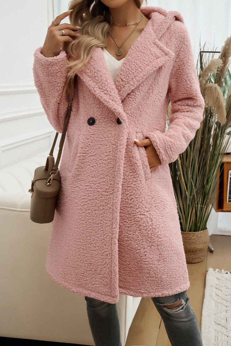 CALORA_ Dames Lange Teddy Jas met Capuchon voor Koude Dagen