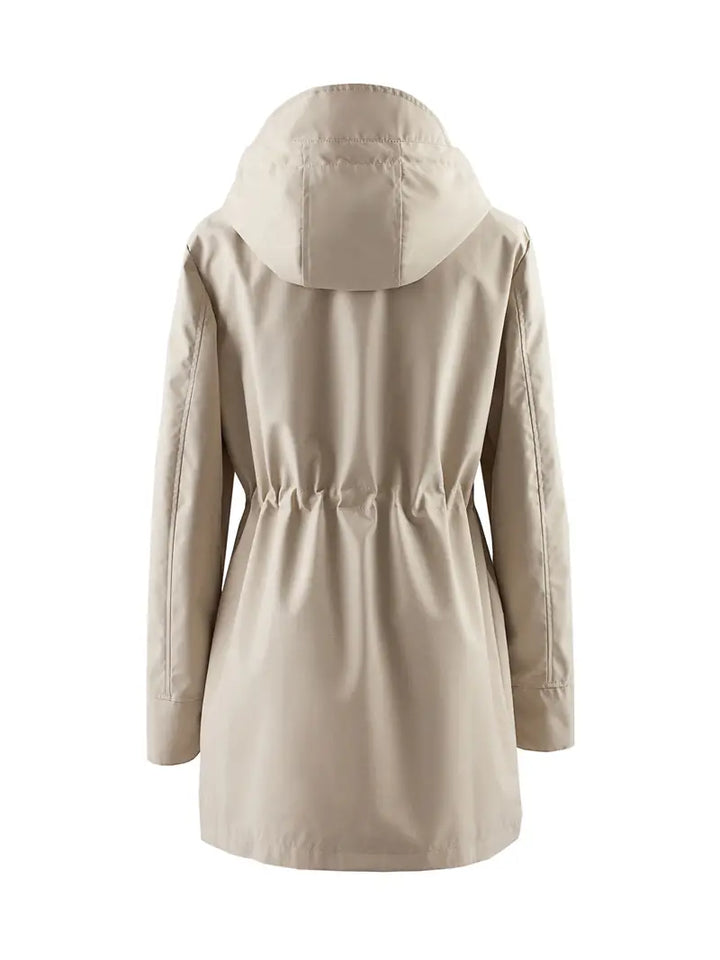 Elara | Casual winddichte trenchcoat met capuchon