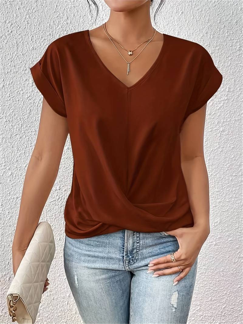 Fay | Casual Short - Sleeved T - Shirt - casual dames shirts - Rood - #Calora#