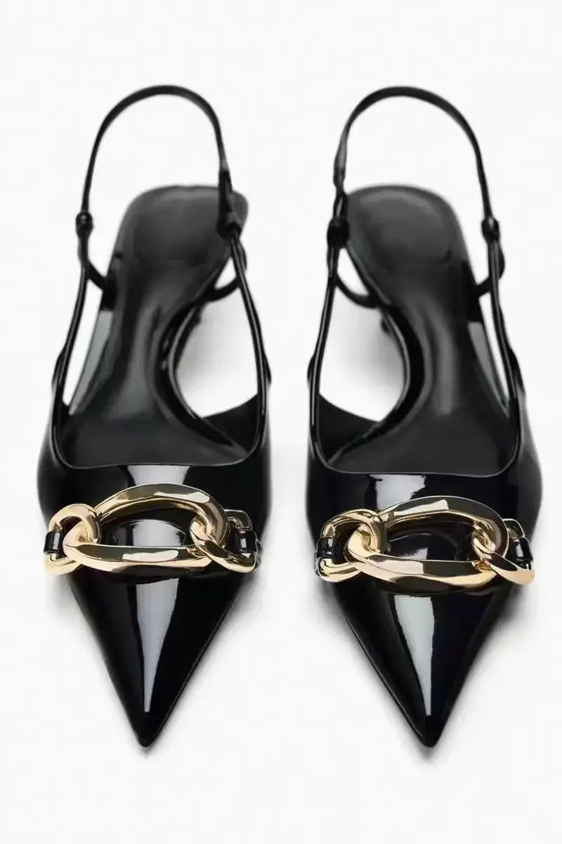 Faylene | Chic Ketting kantoor Slingback Hakken-Hakken-Calora-Zwart-36-Calora