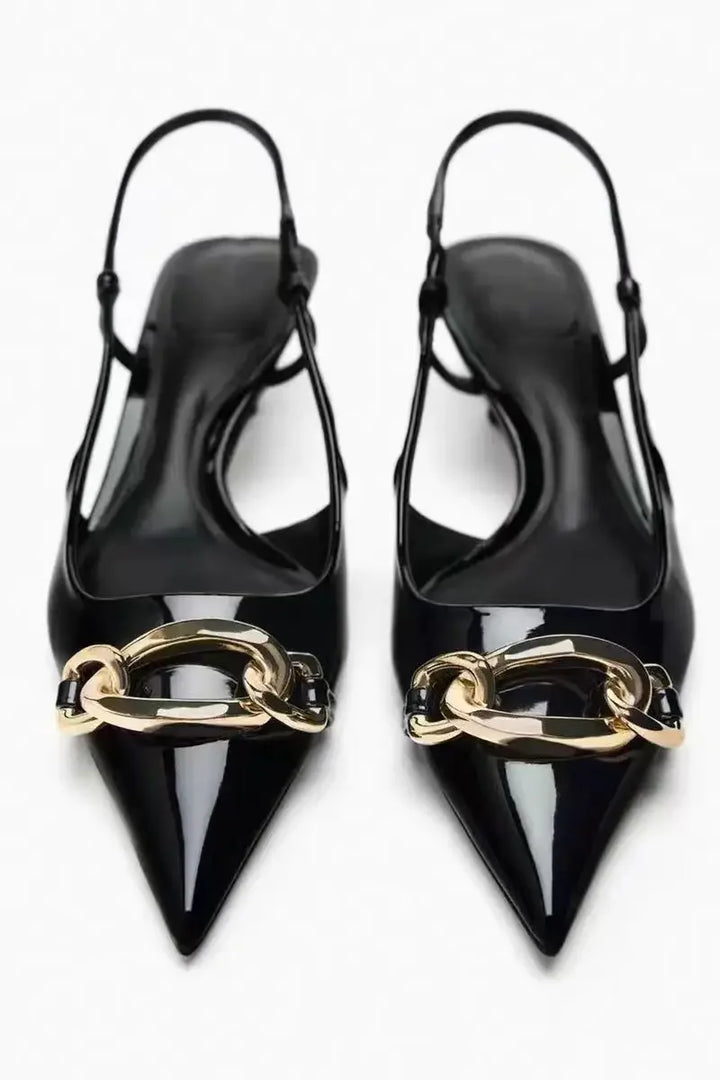 Faylene | Chic Ketting kantoor Slingback Hakken-Hakken-Calora-Zwart-36-Calora