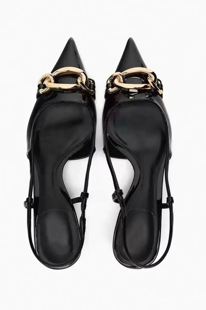 Faylene | Chic Ketting kantoor Slingback Hakken-Hakken-Calora-Zwart-36-Calora
