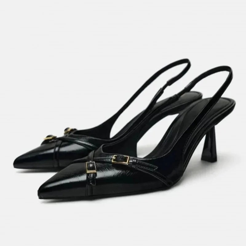 Faylene | Chic Ketting kantoor Slingback Hakken-Hakken-Calora-Zwart-36-Calora