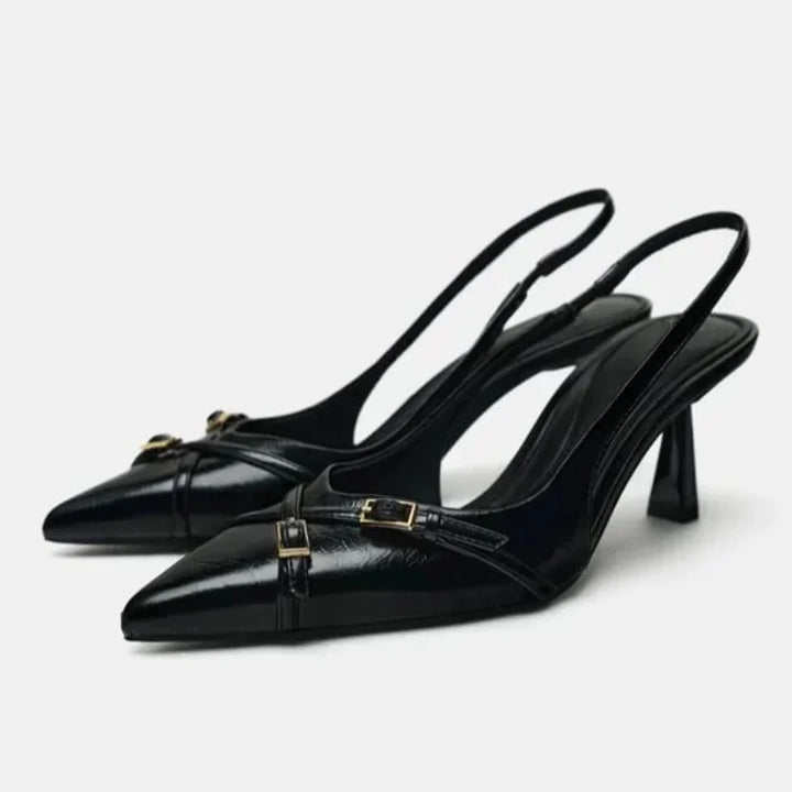 Faylene | Chic Ketting kantoor Slingback Hakken-Hakken-Calora-Zwart-36-Calora