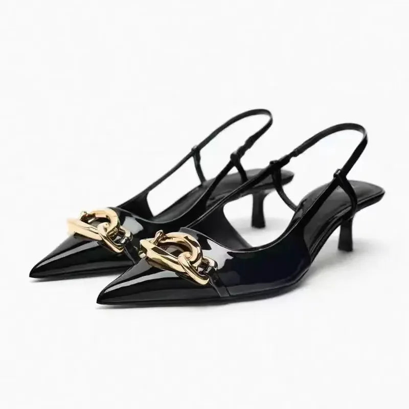 Faylene | Chic Ketting kantoor Slingback Hakken-Hakken-Calora-Zwart-36-Calora
