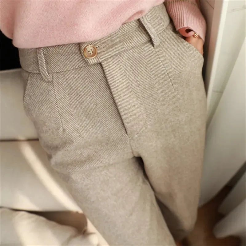 Fiorella | Klassieke Wollen Dames Pantalon - Beige - #Calora#