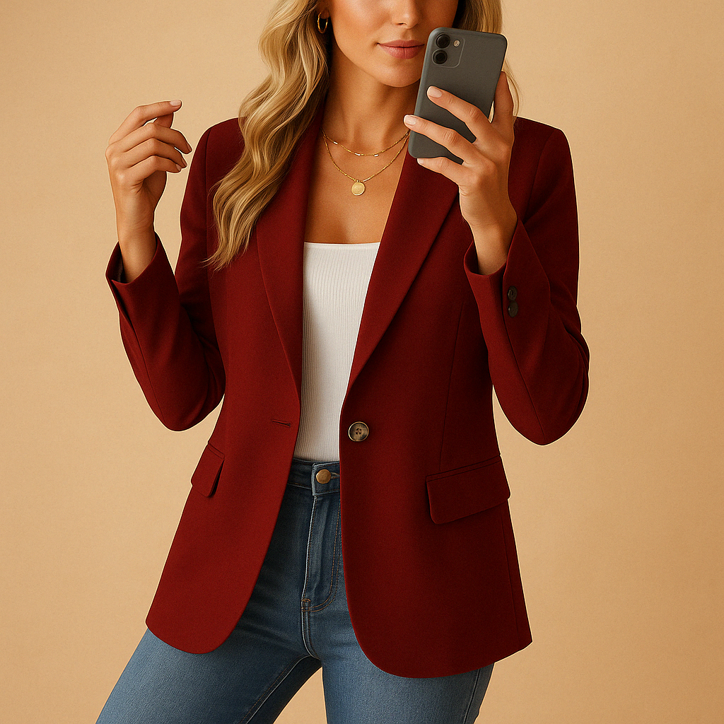 CALORA_ Getailleerde Dames Blazer met Comfortabele Pasvorm Silhouet