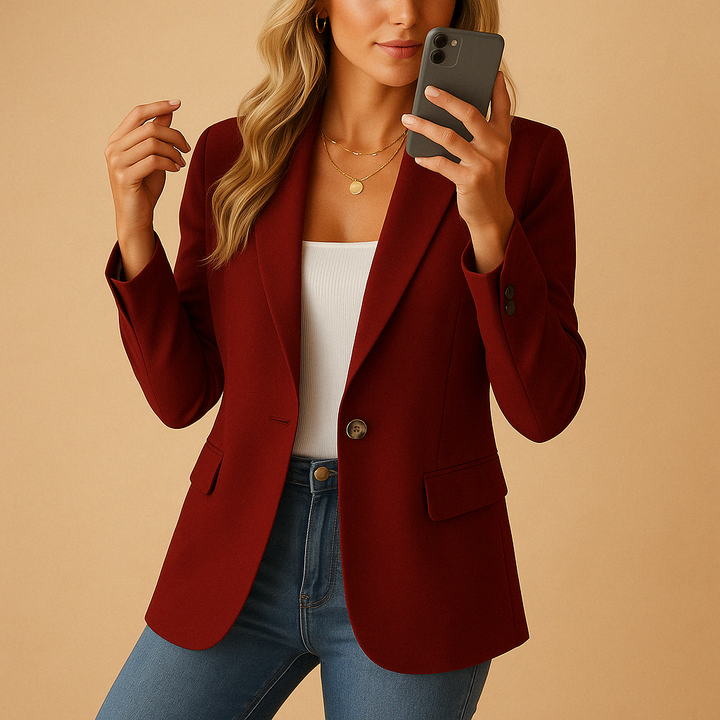 CALORA_ Getailleerde Dames Blazer met Comfortabele Pasvorm Silhouet