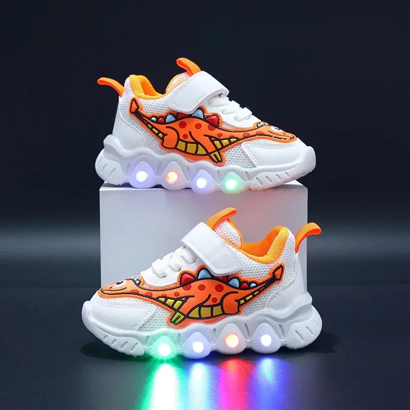 Glows | Lichtgevende Dino Sneakers - Oranje - #Calora#