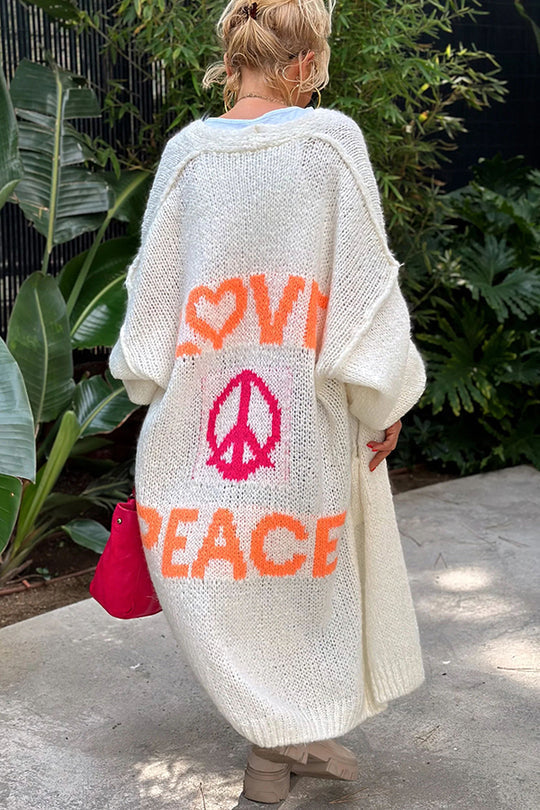 Janna | Dames Jacquard Gebreide 'love & peace' Vest