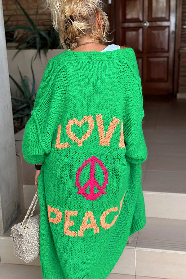 Janna | Dames Jacquard Gebreide 'love & peace' Vest