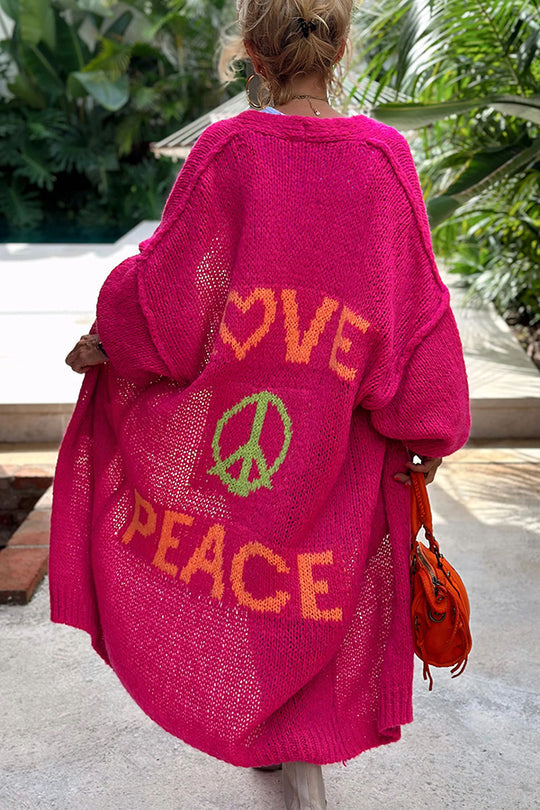 Janna | Dames Jacquard Gebreide 'love & peace' Vest