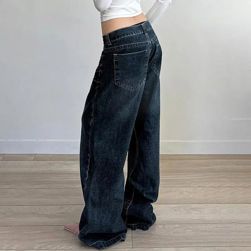 CALORA_ Dames Wijd Uitlopende Jeans Met Vijfzakken Volledige Lengte