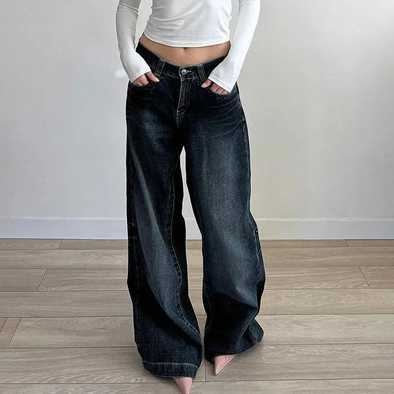 CALORA_ Dames Wijd Uitlopende Jeans Met Vijfzakken Volledige Lengte