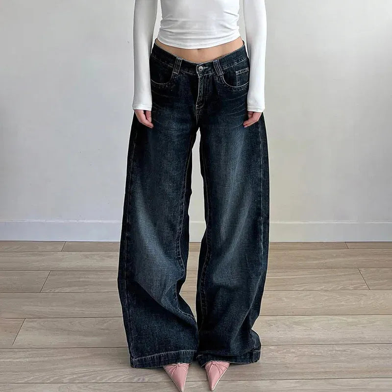 CALORA_ Dames Wijd Uitlopende Jeans Met Vijfzakken Volledige Lengte