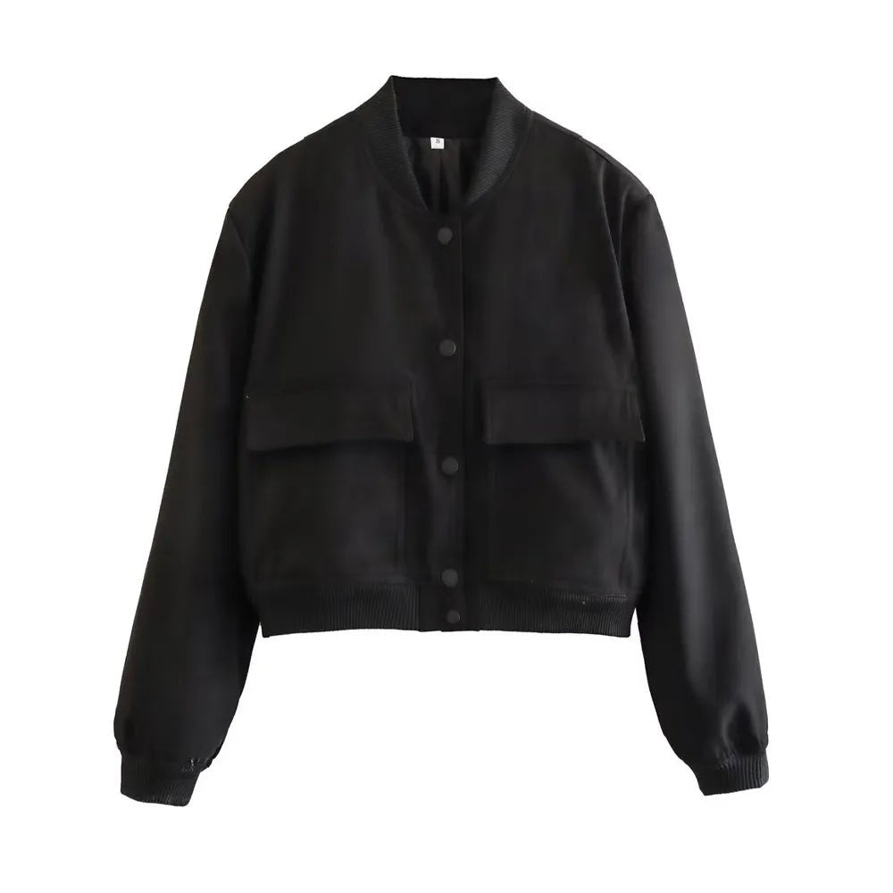 Islena | Elegante Bomber Jas - Zwart - #Calora#