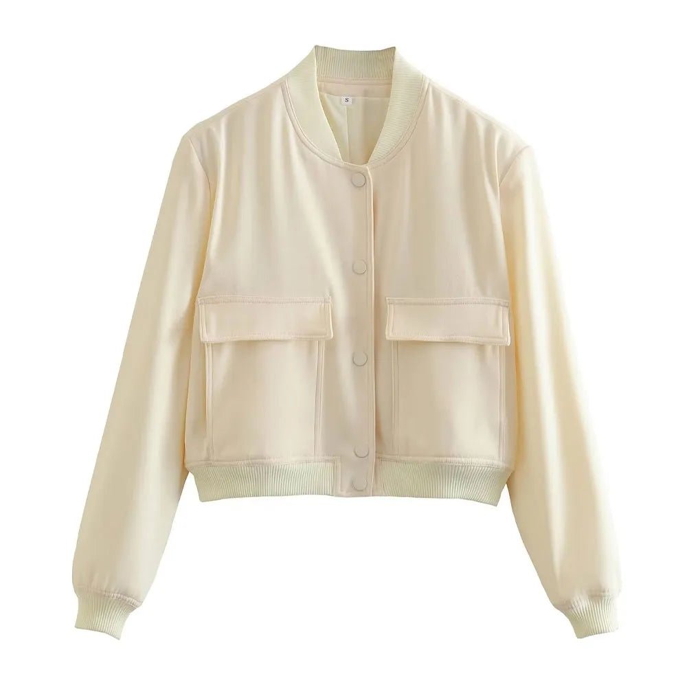 Islena | Elegante Bomber Jas - Wit - #Calora#