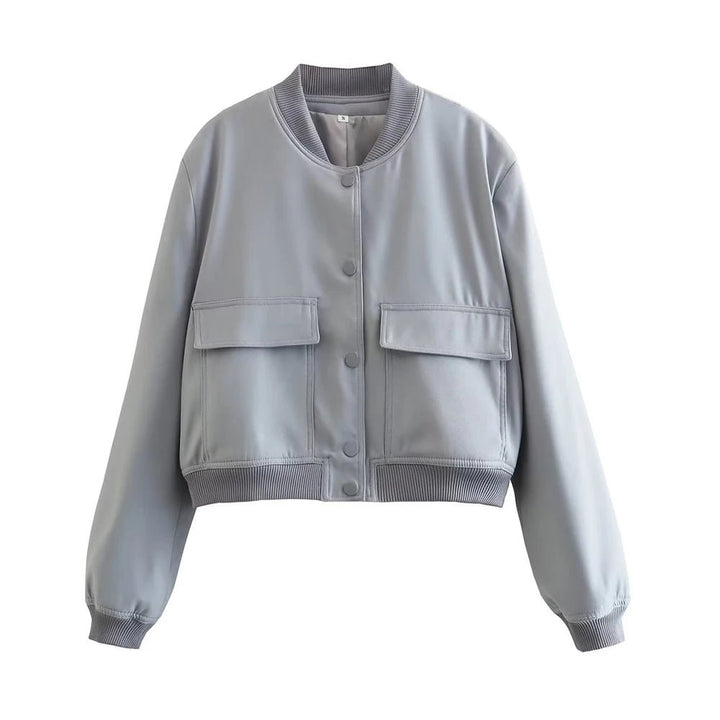 Islena | Elegante Bomber Jas - Grijs - #Calora#