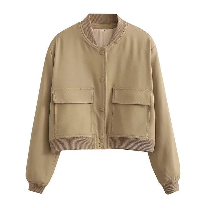 Islena | Elegante Bomber Jas - Khaki - #Calora#