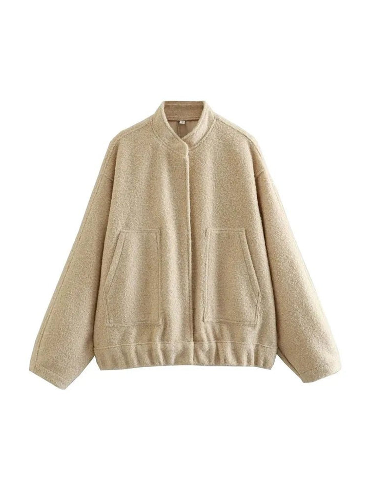 Ivana | Comfy Oversized Bomber Jas - Beige - #Calora#