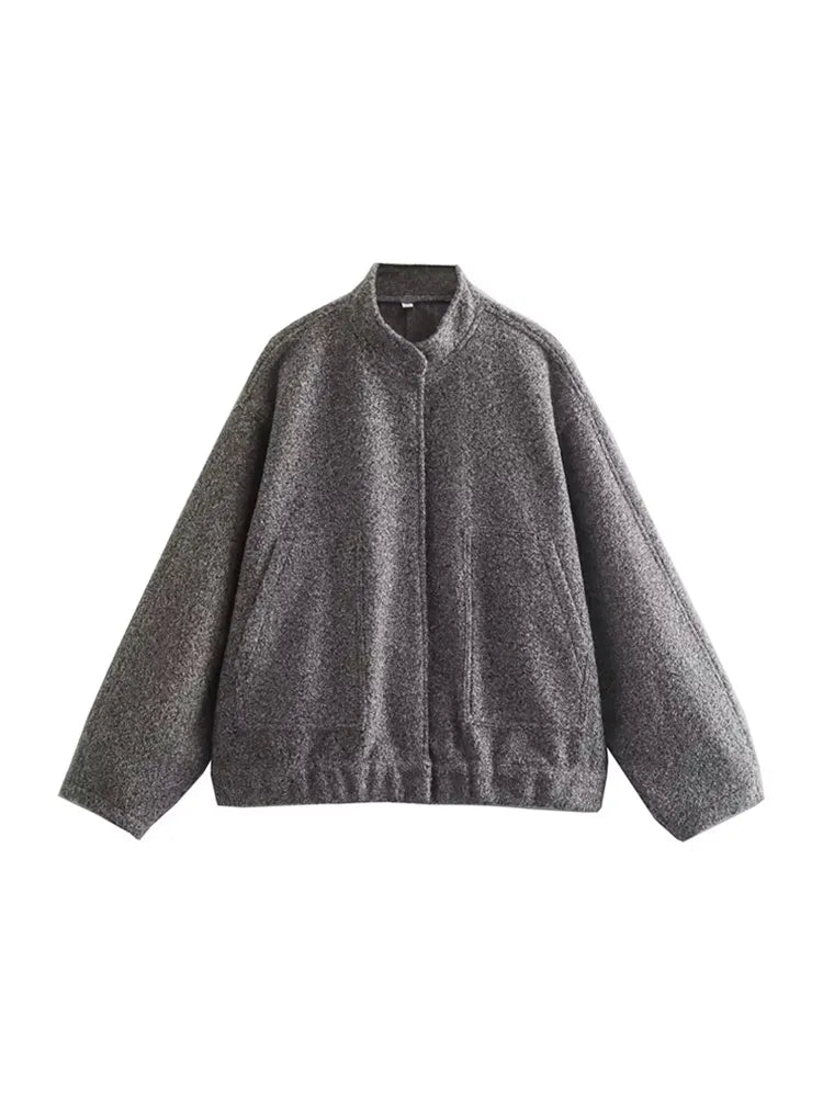 Ivana | Comfy Oversized Bomber Jas - Donker Grijs - #Calora#