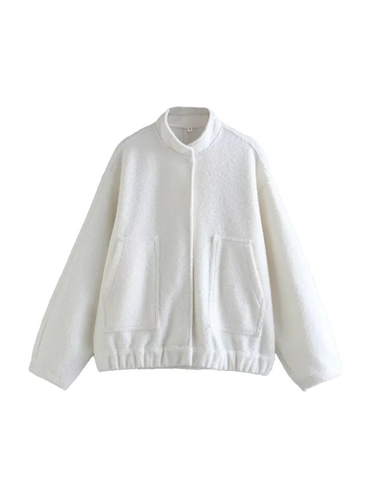 Ivana | Comfy Oversized Bomber Jas - Wit - #Calora#