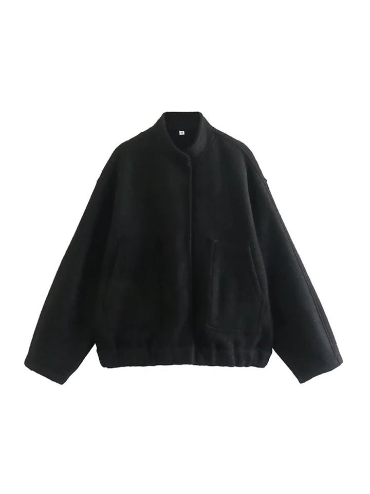 Ivana | Comfy Oversized Bomber Jas - Zwart - #Calora#